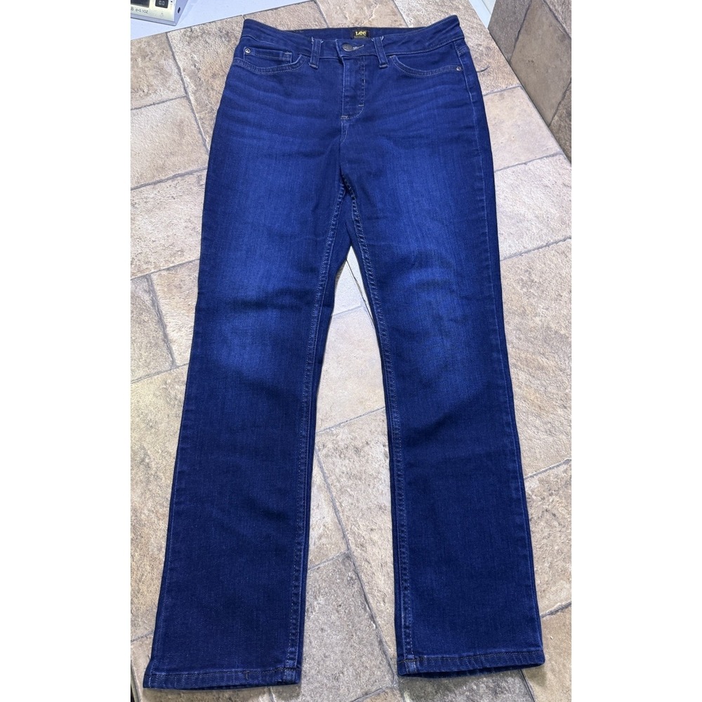 Lee Womens 8M Bootcut Jeans Dark Wash Mid Rise Stretch Denim Blue 30x28